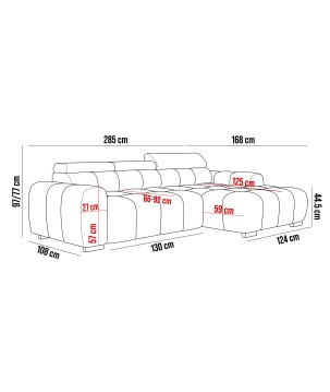 Narożnik wolnostojący OMBO Prawy 168x285 cm EDEN 20