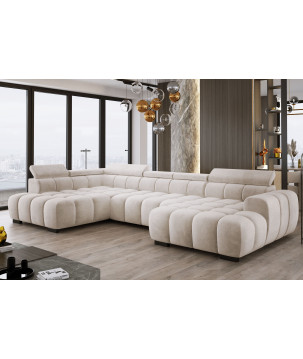 Narożnik U tkanina SALVADOR regulowane zagłówki z funkcją spania