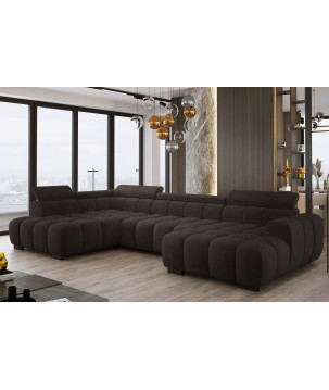 Narożnik U tkanina SALVADOR regulowane zagłówki z funkcją spania