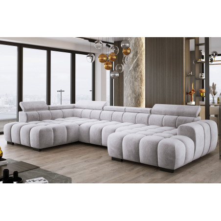 Narożnik U tkanina SALVADOR regulowane zagłówki z funkcją spania