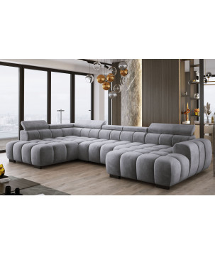 Narożnik U tkanina SALVADOR regulowane zagłówki z funkcją spania