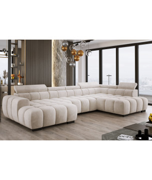 Narożnik U tkanina SALVADOR regulowane zagłówki z funkcją spania