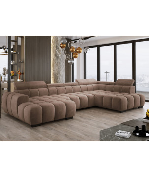 Narożnik U tkanina SALVADOR regulowane zagłówki z funkcją spania