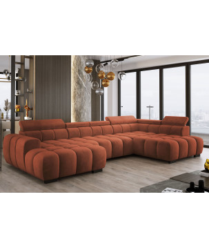 Narożnik U tkanina SALVADOR regulowane zagłówki z funkcją spania