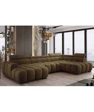 Narożnik U tkanina SALVADOR regulowane zagłówki z funkcją spania