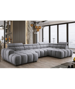 Narożnik U tkanina SALVADOR regulowane zagłówki z funkcją spania