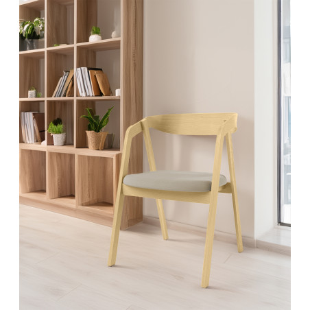 Klasyczne krzesło lounge z litego drewna, naturalny dąb