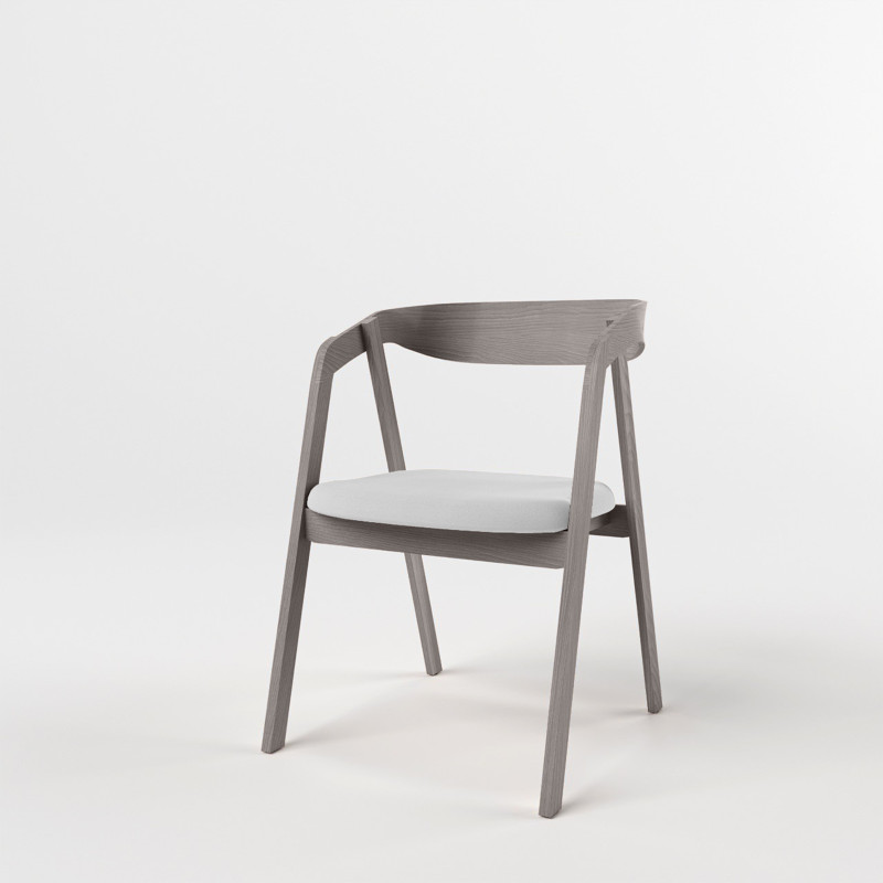 Klasyczne krzesło lounge z litego drewna, naturalny dąb