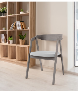 Klasyczne krzesło lounge z litego drewna, naturalny dąb