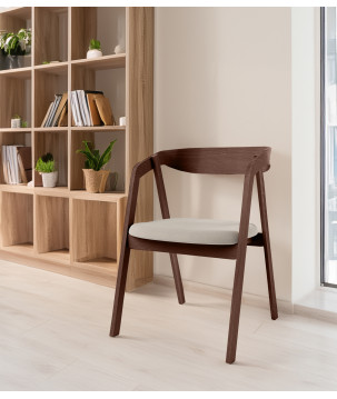 Klasyczne krzesło lounge z litego drewna, naturalny dąb