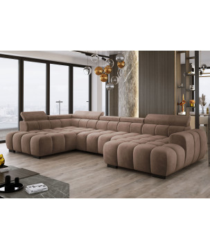 Narożnik U tkanina SALVADOR regulowane zagłówki z funkcją spania