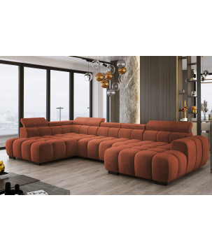 Narożnik U tkanina SALVADOR regulowane zagłówki z funkcją spania