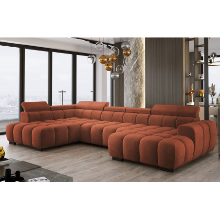 Narożnik U tkanina SALVADOR regulowane zagłówki z funkcją spania