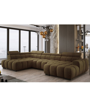 Narożnik U tkanina SALVADOR regulowane zagłówki z funkcją spania