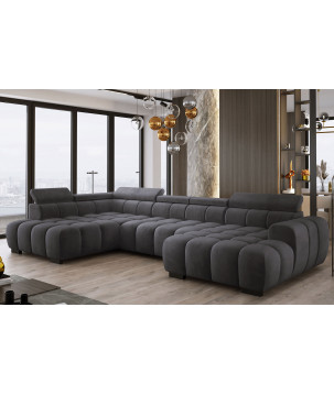 Narożnik U tkanina SALVADOR regulowane zagłówki z funkcją spania