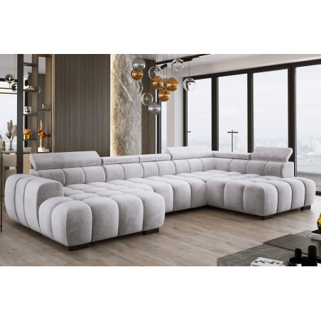 Narożnik U tkanina SALVADOR regulowane zagłówki z funkcją spania