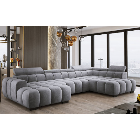 Narożnik U tkanina SALVADOR regulowane zagłówki z funkcją spania