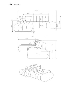 Narożnik wolnostojący BALOO Lewy w tkaninie LAMBI 12