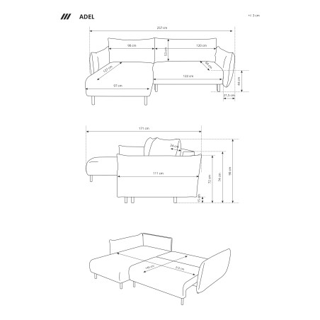 Narożnik wolnostojący ADEL Lewy w tkaninie ANTHOLOGY 01