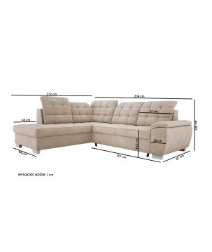 Narożnik wolnostojący LOTTA układ-L Prawy Tkanina Salvador 16