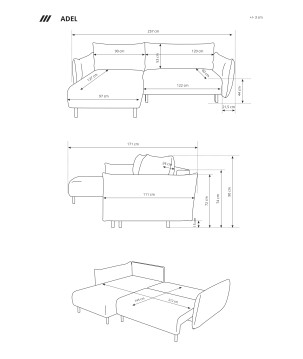 Narożnik wolnostojący ADEL Prawy w tkaninie ANTHOLOGY 19