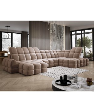 Narożnik wolnostojący TOLLO układ-U Prawy Elektryczna regulacja Tkanina SALVADOR 03