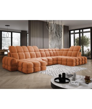 Narożnik wolnostojący TOLLO układ-U Prawy Elektryczna regulacja Tkanina SALVADOR 08