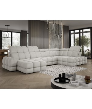 Narożnik wolnostojący TOLLO układ-U Prawy Elektryczna regulacja Tkanina SOLAR 03