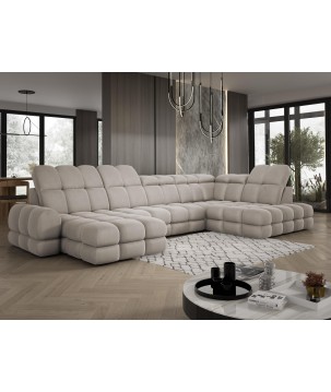 Narożnik wolnostojący TOLLO układ-U Prawy Elektryczna regulacja Tkanina SOLAR 16