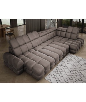 Narożnik wolnostojący TOLLO układ-U Prawy Elektryczna regulacja Tkanina SOLAR 28