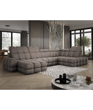 Narożnik wolnostojący TOLLO układ-U Prawy Elektryczna regulacja Tkanina SOLAR 28