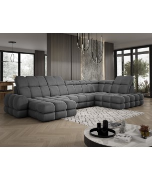 Narożnik wolnostojący TOLLO układ-U Prawy Elektryczna regulacja Tkanina SOLAR 96