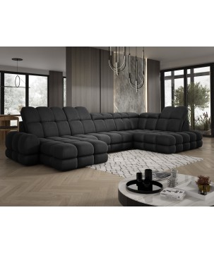 Narożnik wolnostojący TOLLO układ-U Prawy Elektryczna regulacja Tkanina SOLAR 99