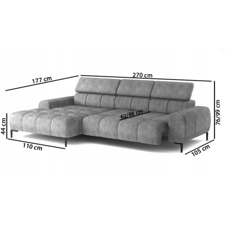 Narożnik wolnostojący PLAZA układ Prawy w tkaninie MONOLITH 37