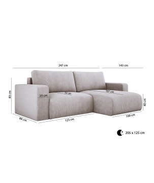 Narożnik wolnostojący CARL Lewy w tkaninie Poso 060